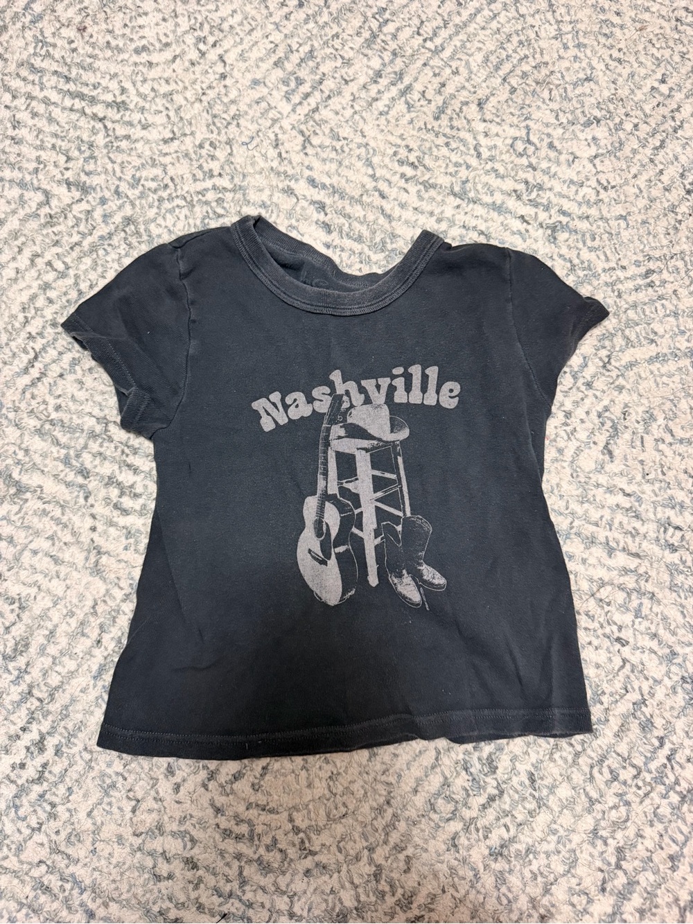 Brandy Melville Black Nashville Graphic Crop Tee